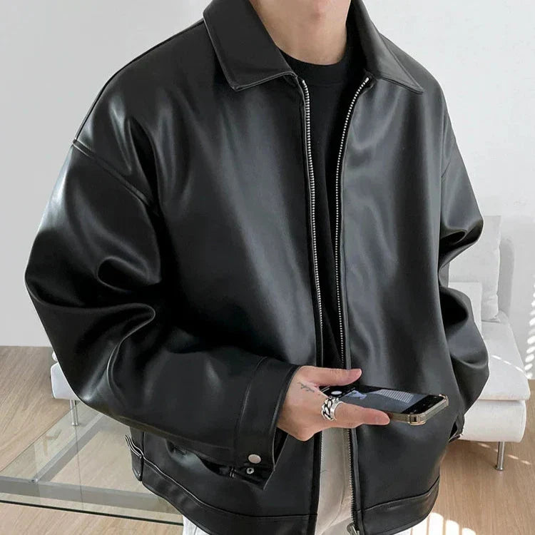 Martin | Men’s Streetwear Oversized Leather  Bomber Jacket · Oliver Bradley