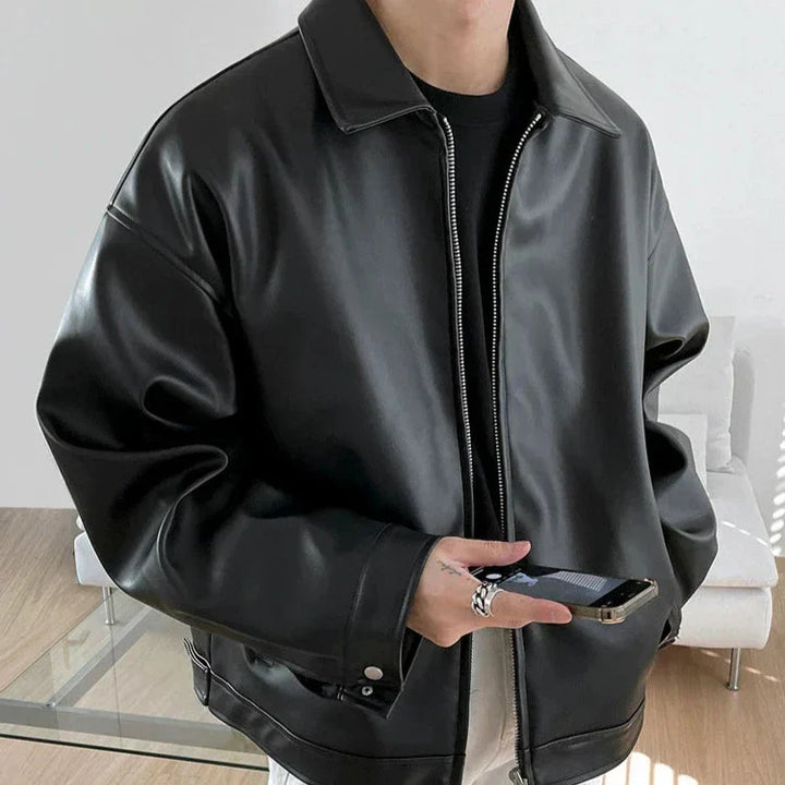 Martin | Men’s Streetwear Oversized Leather  Bomber Jacket · Oliver Bradley