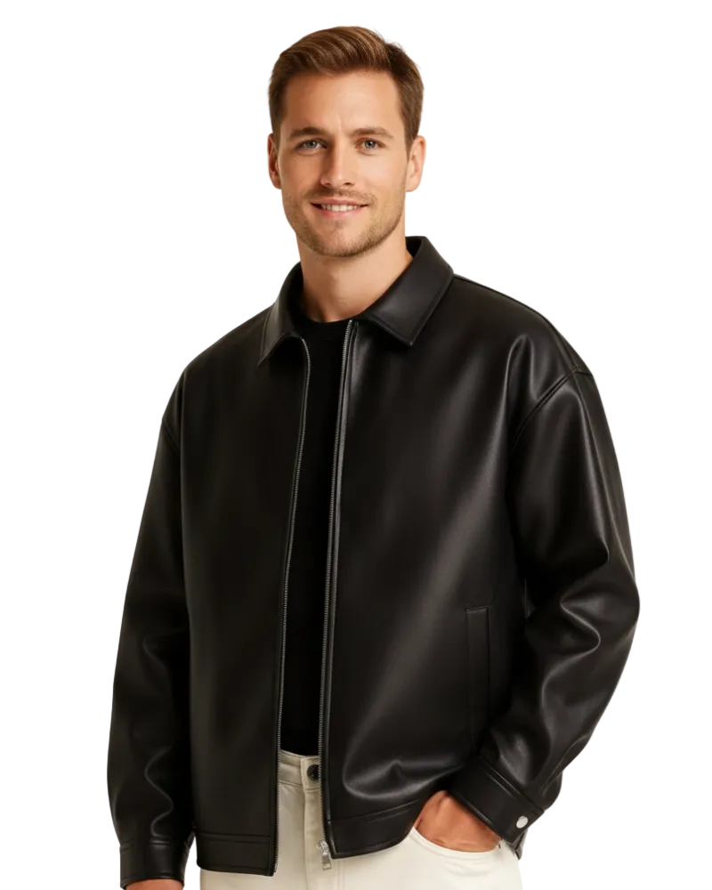 Mason Veste en Cuir Homme – Coupe Moderne, Design Épuré & Fermeture Zippée · Oliver Bradley