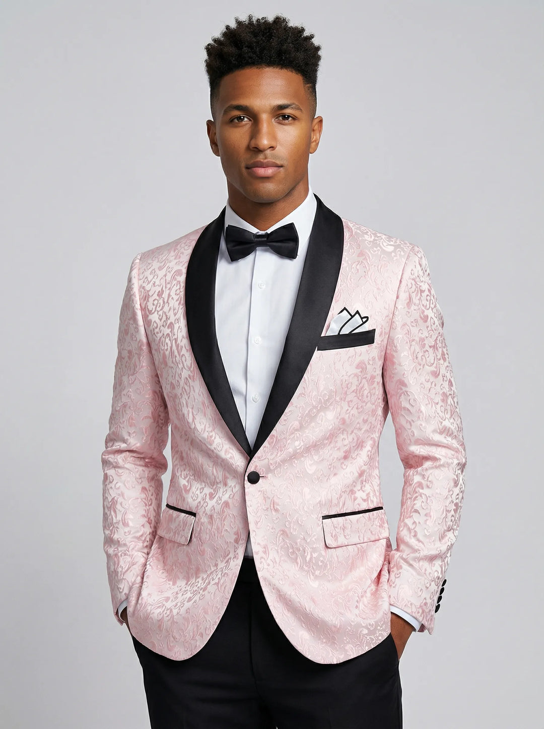 Men's 2-Piece Pink Jacquard Embroidery Paisley Suit · Oliver Bradley