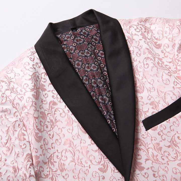 Men's 2-Piece Pink Jacquard Embroidery Paisley Suit · Oliver Bradley