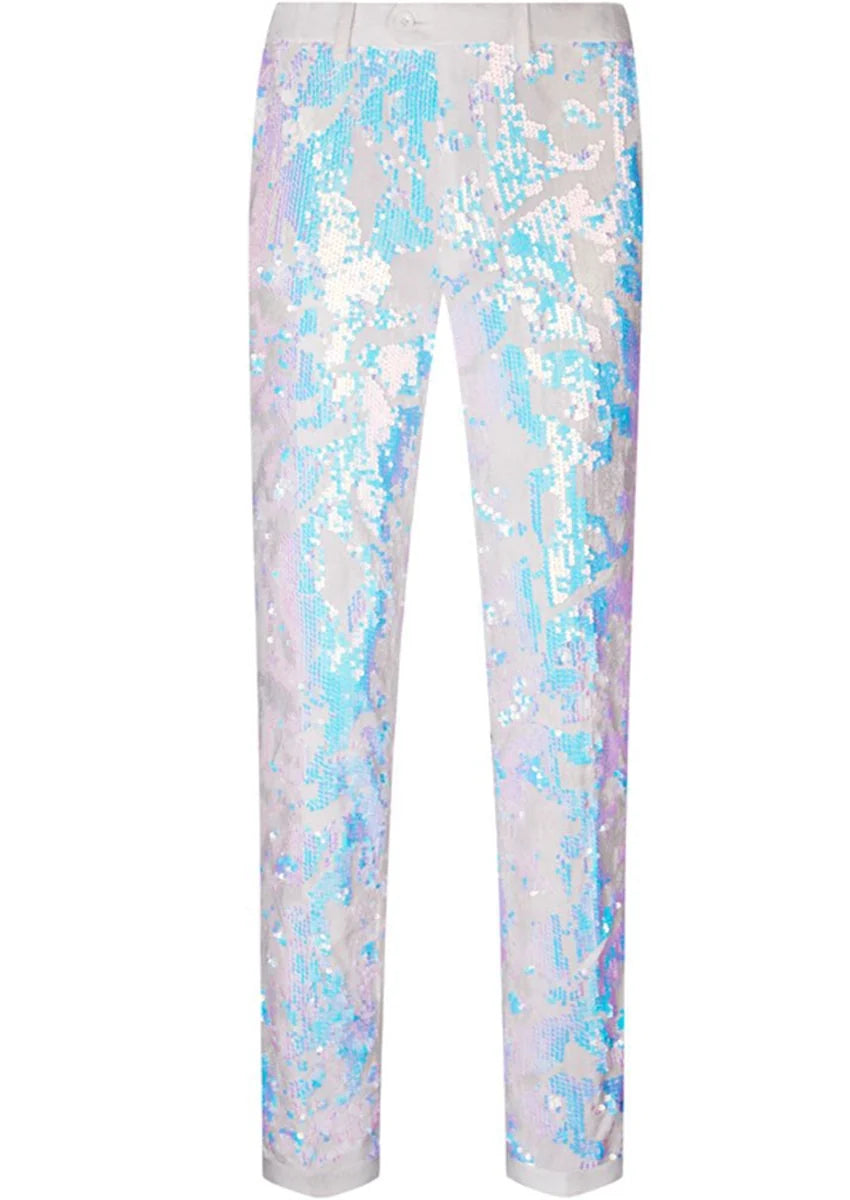 Men's 2-Piece Shawl Lapel in Satin Blue and White Sequin Tuxedo · Oliver Bradley