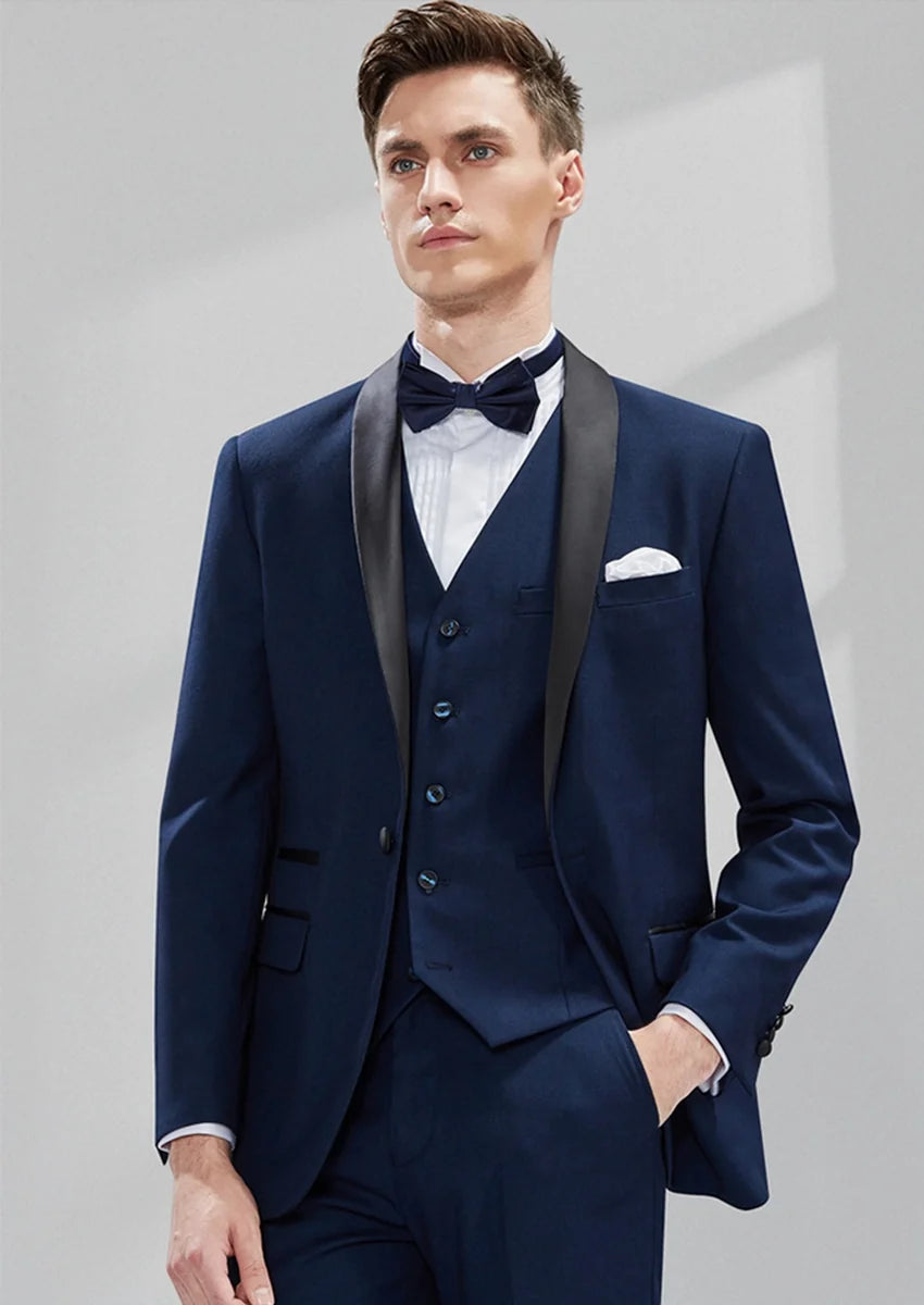 Men's 3-Piece Classic Groom Dresses Navy Blue Groomsmen Suit · Oliver Bradley