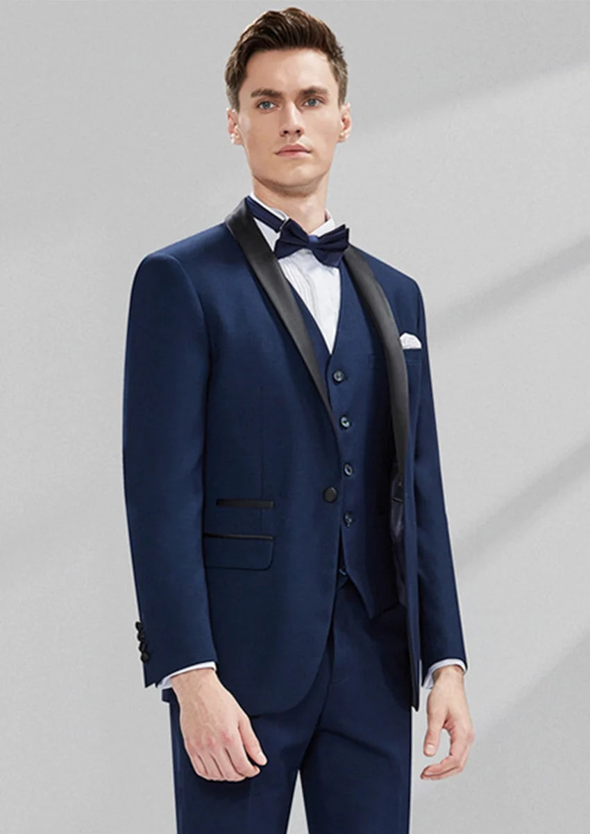 Men's 3-Piece Classic Groom Dresses Navy Blue Groomsmen Suit · Oliver Bradley