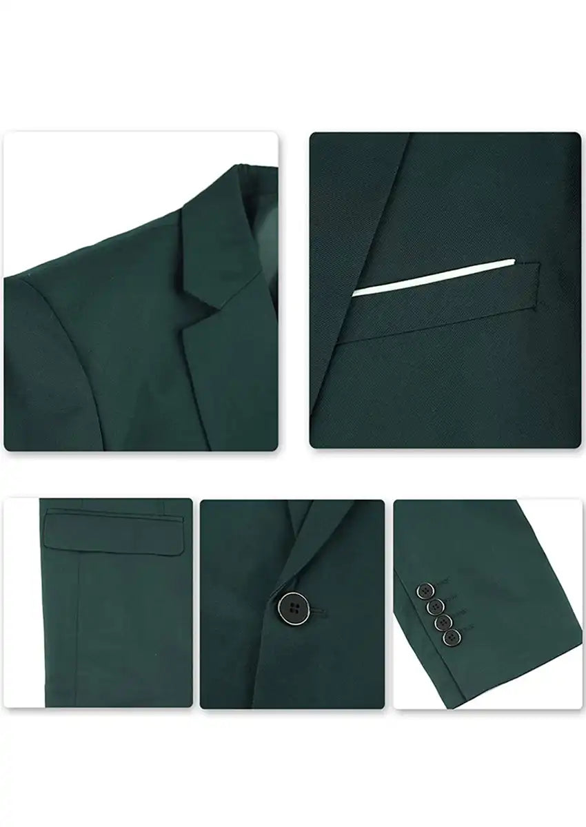 Men's 3-Piece Dark Green Suit Stylish One Button · Oliver Bradley
