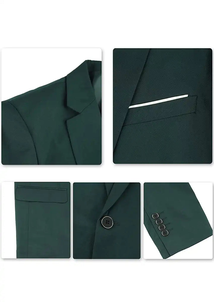 Men's 3-Piece Dark Green Suit Stylish One Button · Oliver Bradley