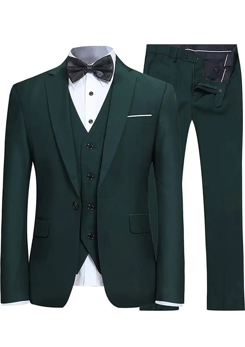Men's 3-Piece Dark Green Suit Stylish One Button · Oliver Bradley