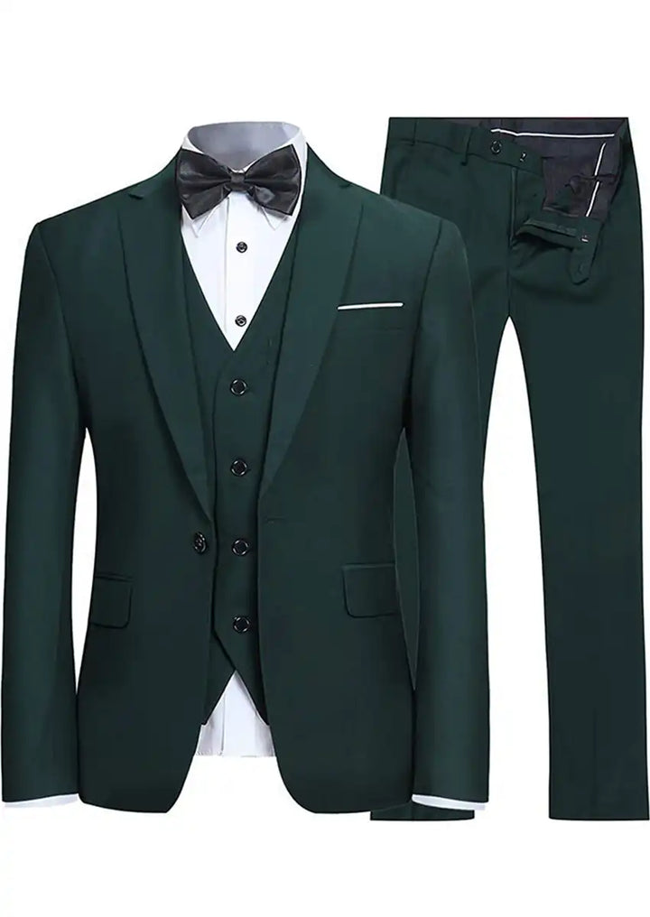 Men's 3-Piece Dark Green Suit Stylish One Button · Oliver Bradley