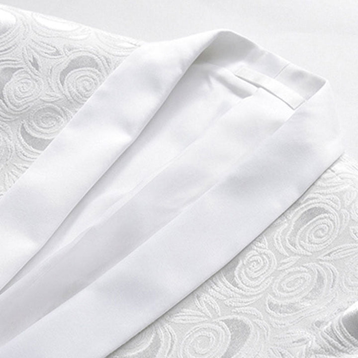 Men's 3-Piece White Rose Embroidery Shawl Lapel Wedding Suit · Oliver Bradley