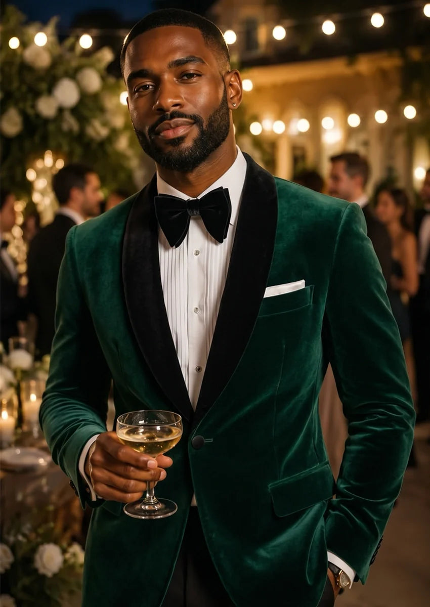 Men's Emerald Green Tuxedo Luxurious Velvet · Oliver Bradley