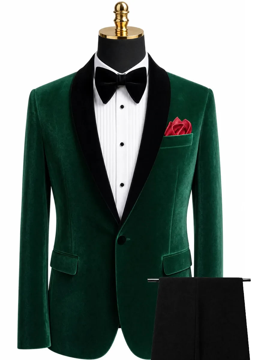 Men's Emerald Green Tuxedo Luxurious Velvet · Oliver Bradley