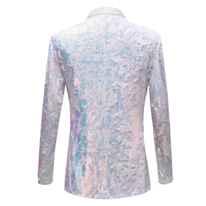 Men's Slim Fit Tuxedo Jacket Embroidery Sequin Jacket White · Oliver Bradley