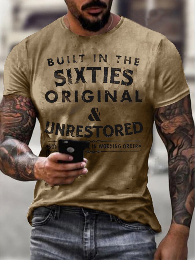 Mens Built In The Sixties Unrestored Motorcycle Printed T-Shirt · Oliver Bradley