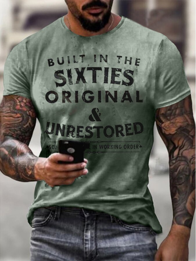Mens Built In The Sixties Unrestored Motorcycle Printed T-Shirt · Oliver Bradley