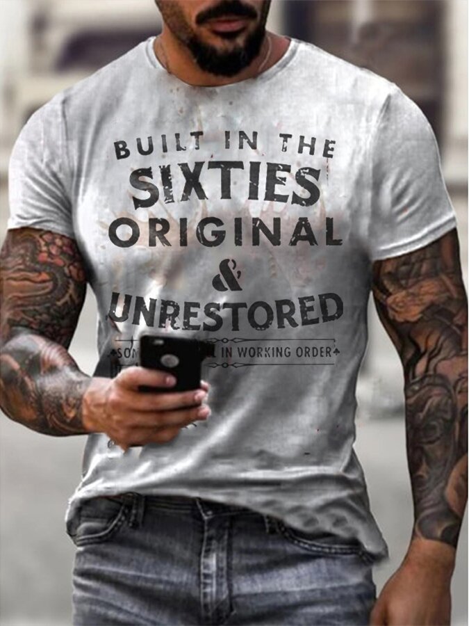 Mens Built In The Sixties Unrestored Motorcycle Printed T-Shirt · Oliver Bradley