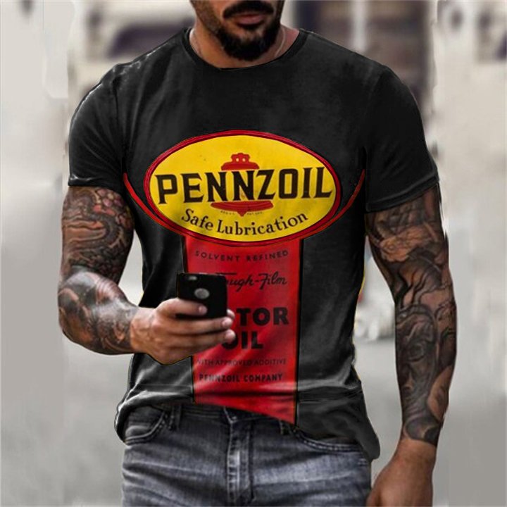 Mens Vintage Motor Oil Printed T-Shirt · Oliver Bradley