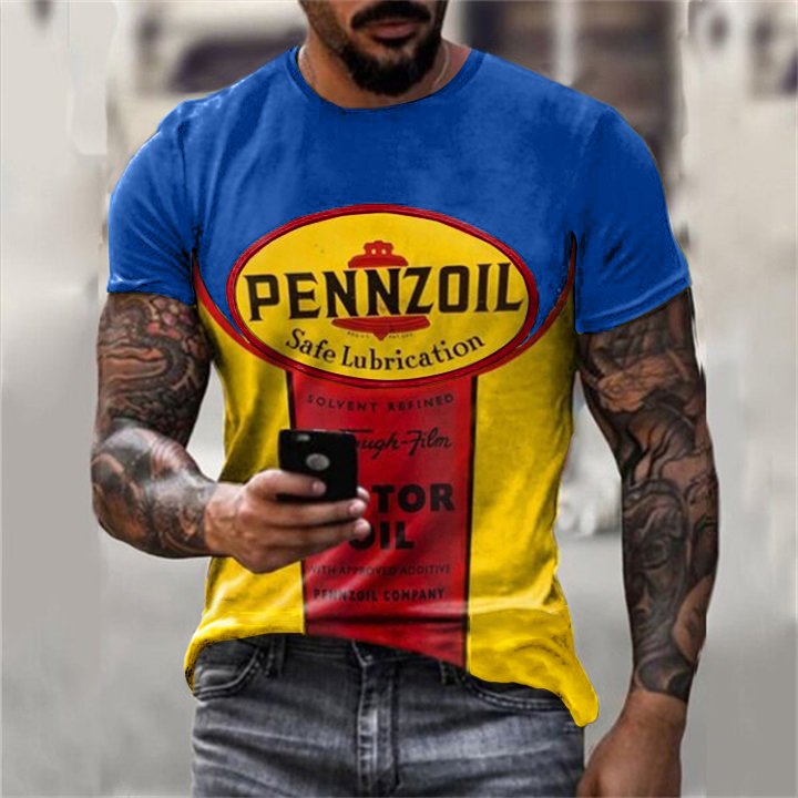 Mens Vintage Motor Oil Printed T-Shirt · Oliver Bradley