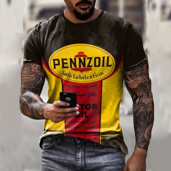 Mens Vintage Motor Oil Printed T-Shirt · Oliver Bradley