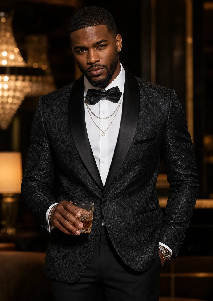 Midnight Paisley Jacquard Tuxedo (2-Piece) · Oliver Bradley