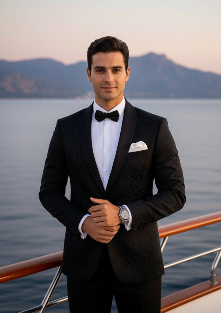 Midnight Paisley Jacquard Tuxedo (2-Piece) · Oliver Bradley