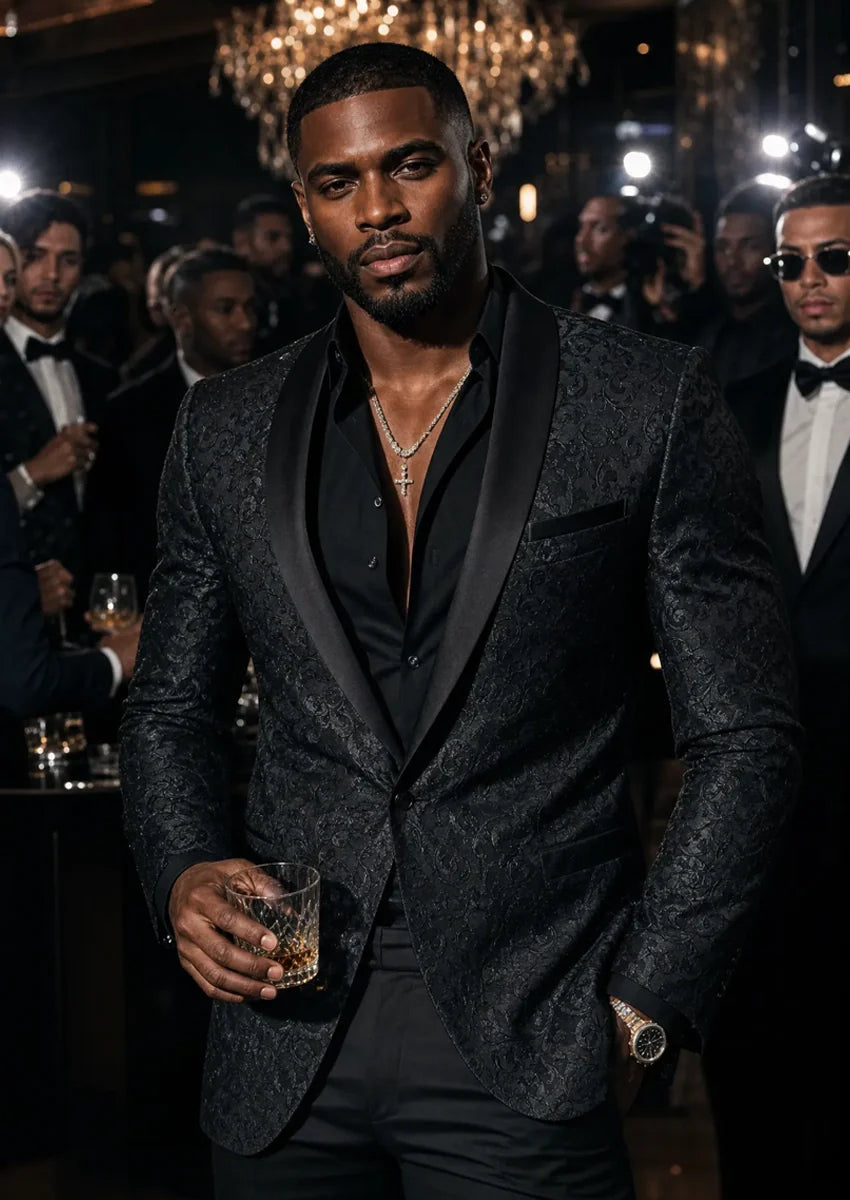 Midnight Paisley Jacquard Tuxedo (2-Piece) · Oliver Bradley