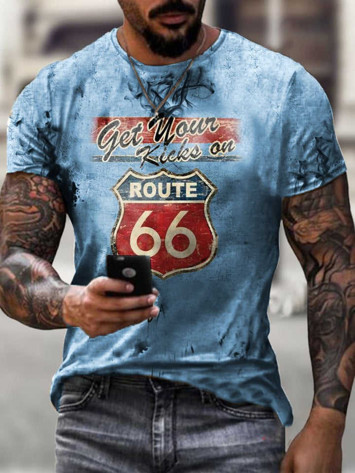 Motorcycle Print T-Shirt Route 66 · Oliver Bradley