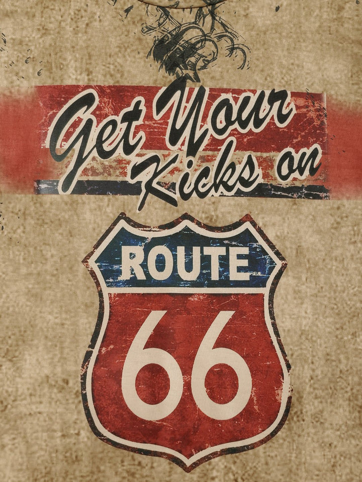 Motorcycle Print T-Shirt Route 66 · Oliver Bradley