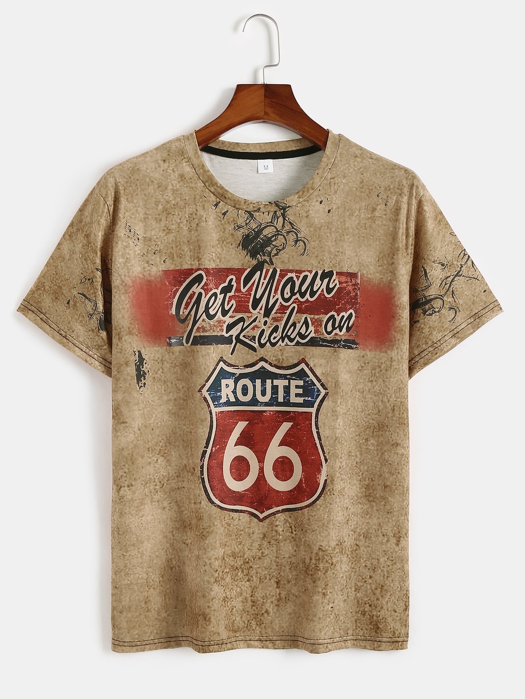 Motorcycle Print T-Shirt Route 66 · Oliver Bradley