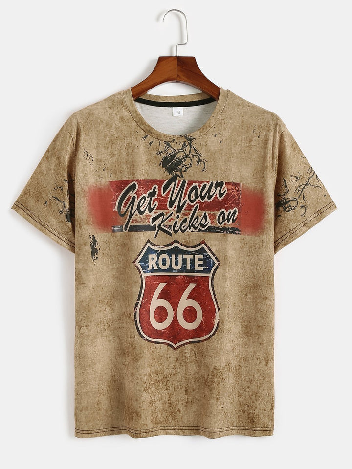 Motorcycle Print T-Shirt Route 66 · Oliver Bradley