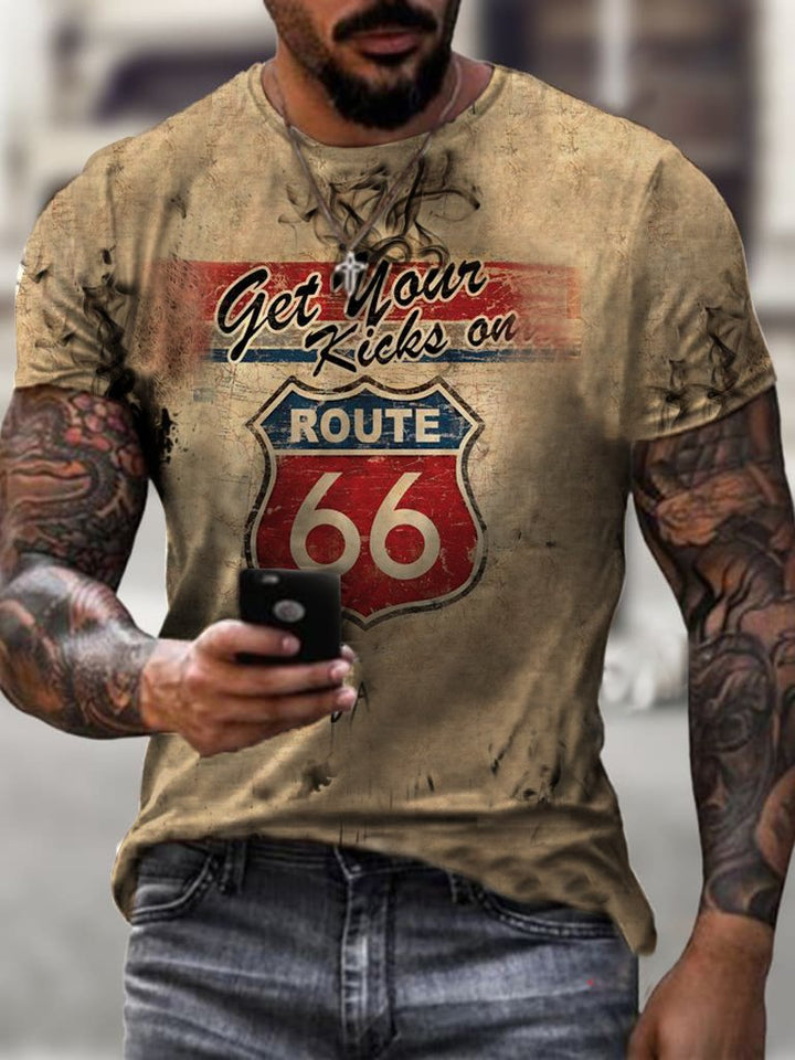 Motorcycle Print T-Shirt Route 66 · Oliver Bradley
