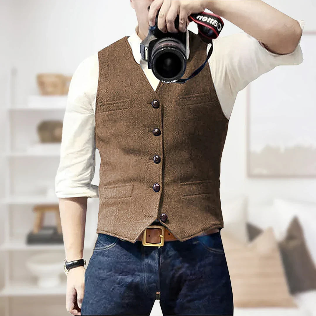 Otis | Men’s Vintage Button Vest with Pockets · Oliver Bradley