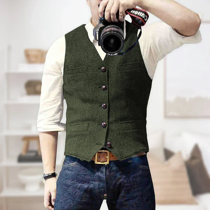 Otis | Men’s Vintage Button Vest with Pockets · Oliver Bradley
