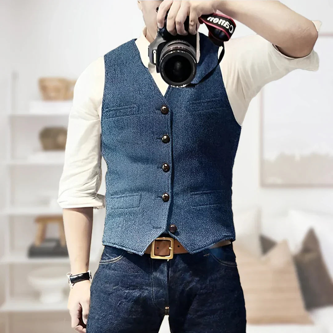 Otis | Men’s Vintage Button Vest with Pockets · Oliver Bradley