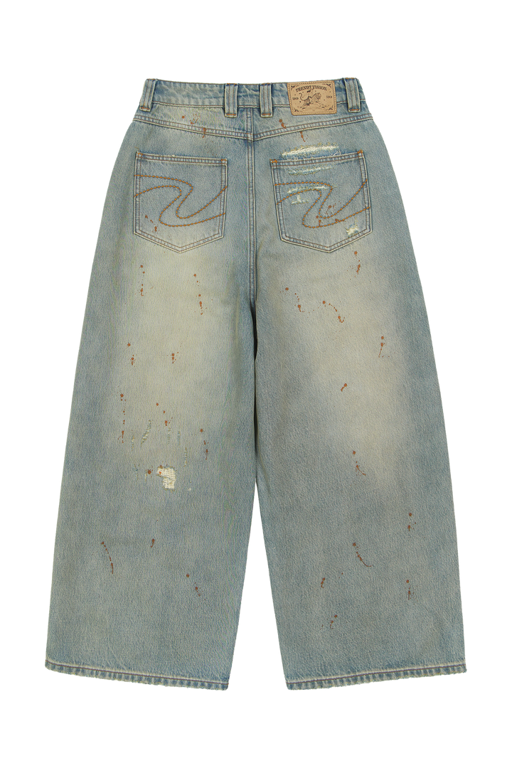 Repaired Construction Denim Jeans Blue · Oliver Bradley