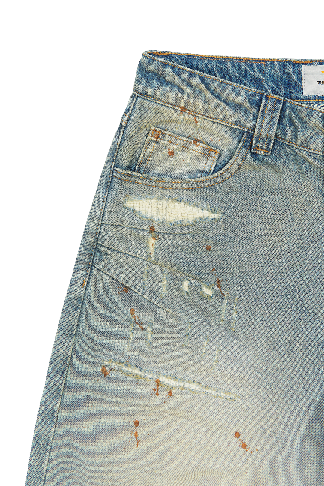 Repaired Construction Denim Jeans Blue · Oliver Bradley
