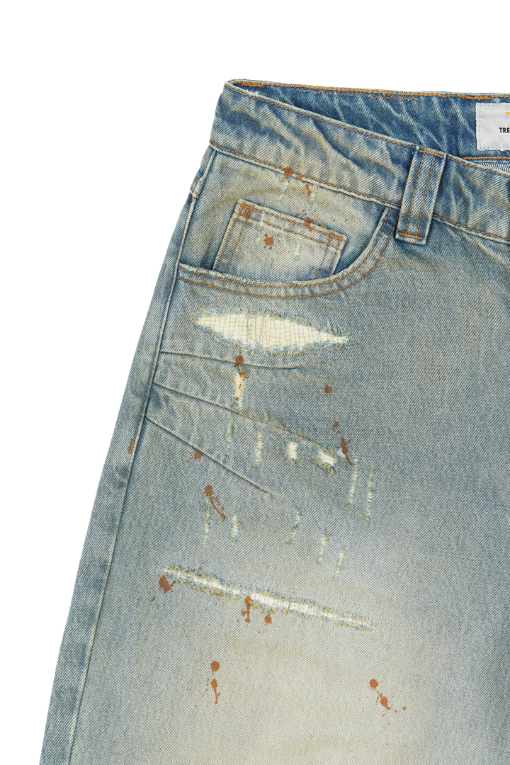 Repaired Construction Denim Jeans Blue · Oliver Bradley