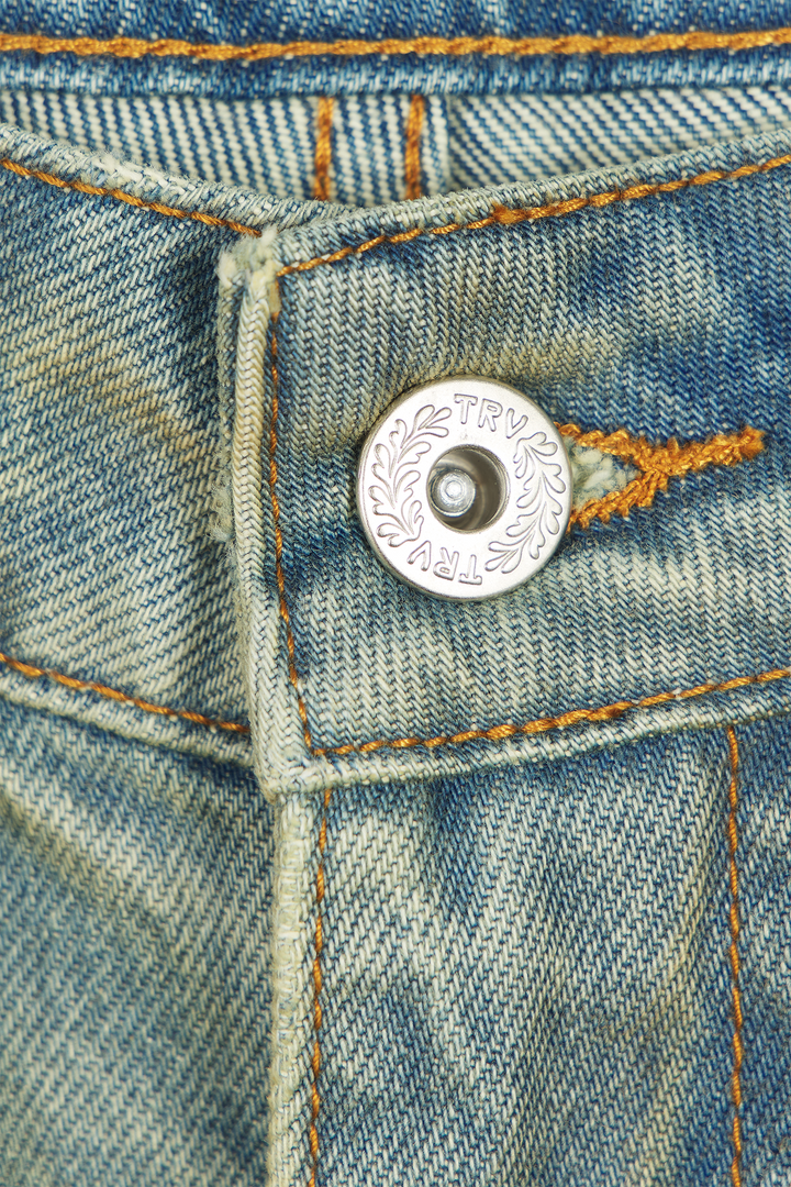 Repaired Construction Denim Jeans Blue · Oliver Bradley
