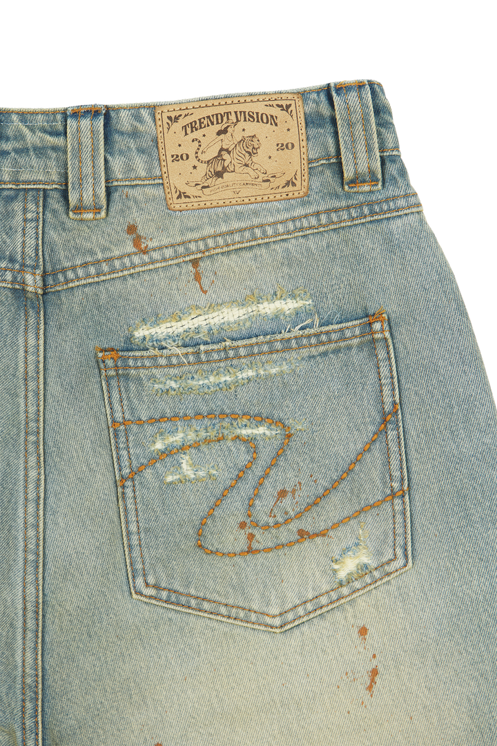 Repaired Construction Denim Jeans Blue · Oliver Bradley