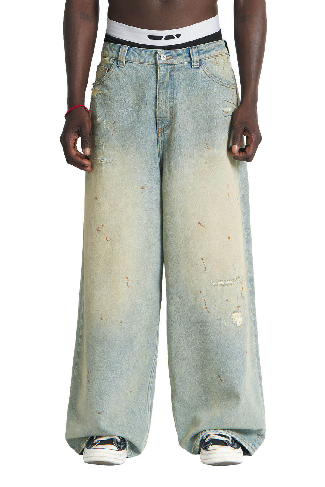 Repaired Construction Denim Jeans Blue · Oliver Bradley