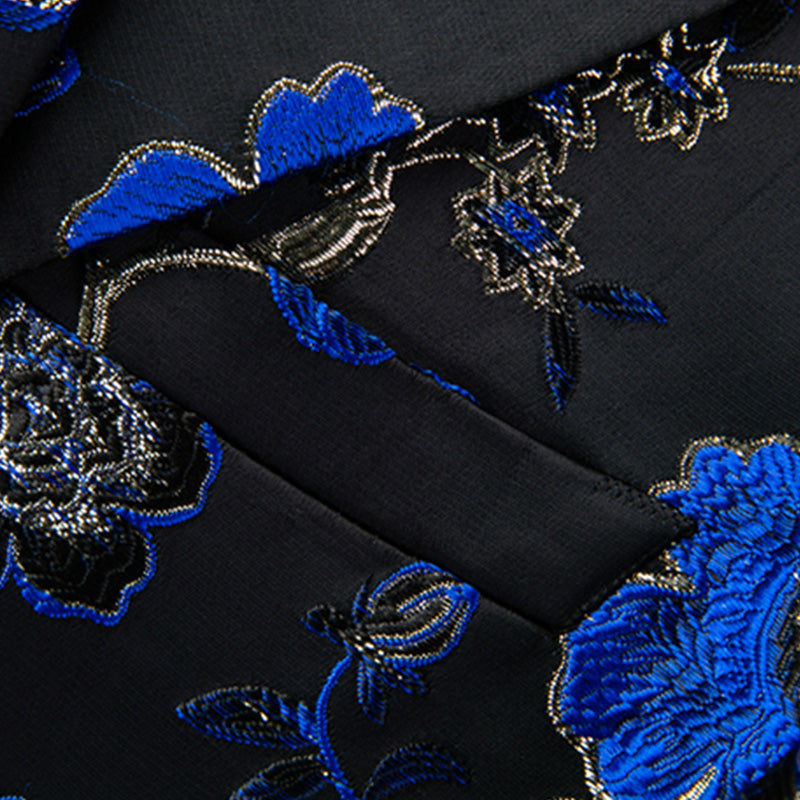 Royal Blue Botanical Embroidery Tuxedo (2-Piece) · Oliver Bradley