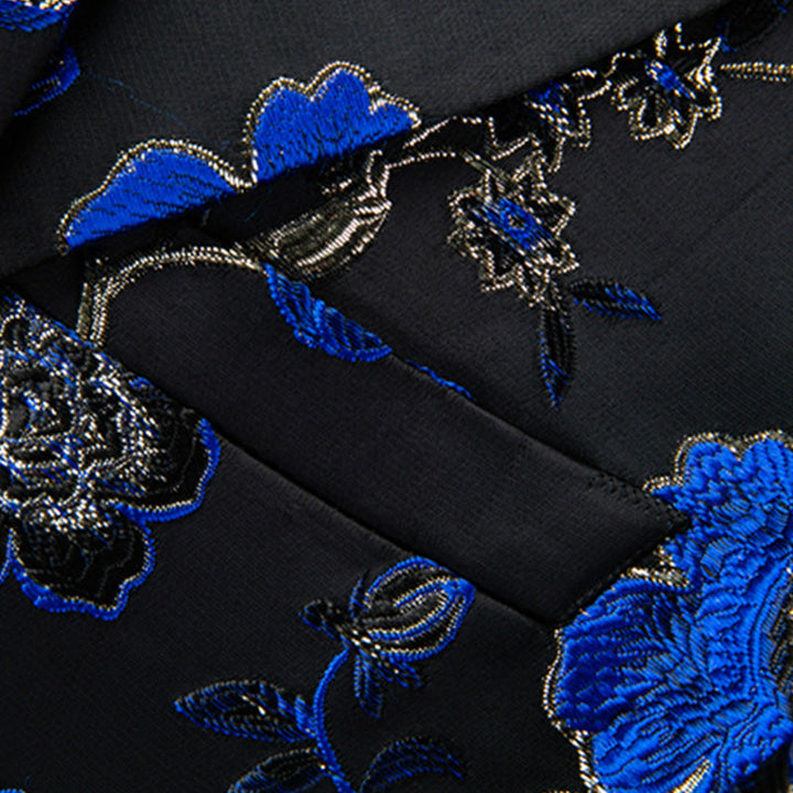 Royal Blue Botanical Embroidery Tuxedo (2-Piece) · Oliver Bradley
