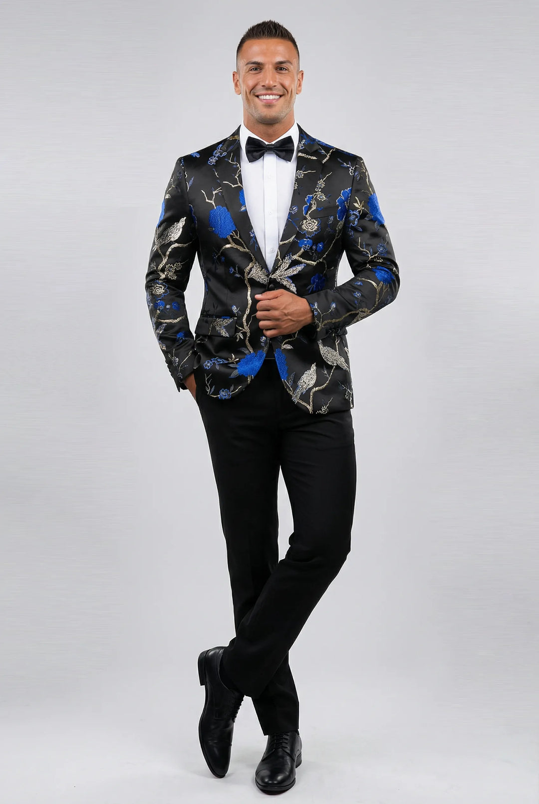 Royal Blue Botanical Embroidery Tuxedo (2-Piece) · Oliver Bradley