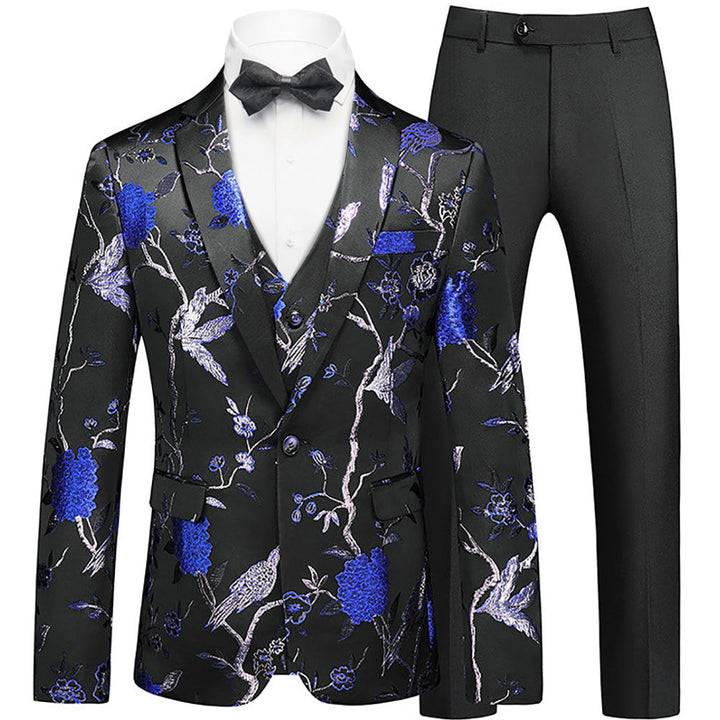Royal Blue Botanical Embroidery Tuxedo (2-Piece) · Oliver Bradley