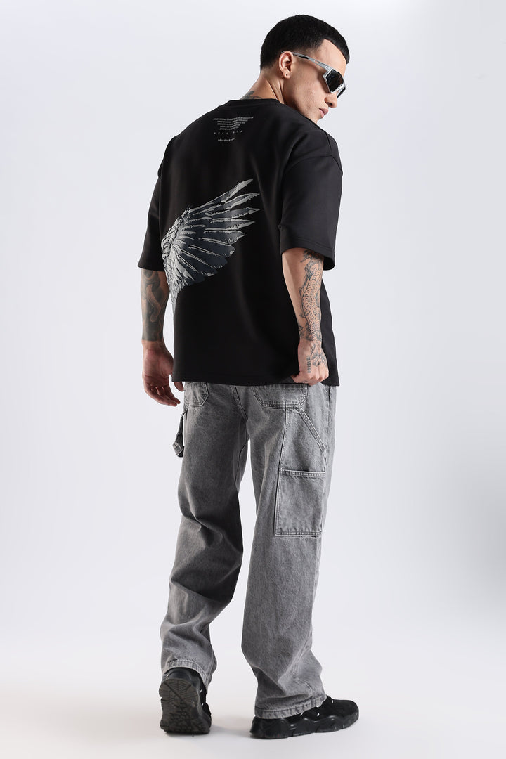 Shield Wings Black Oversized Fit T-Shirt · Oliver Bradley