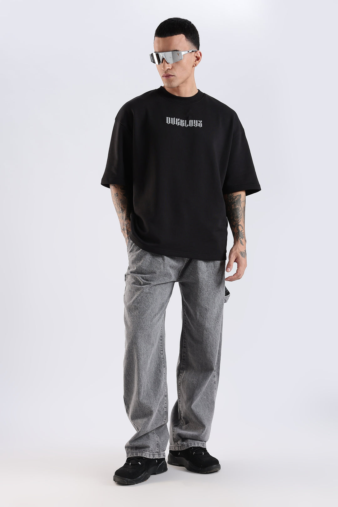 Shield Wings Black Oversized Fit T-Shirt · Oliver Bradley
