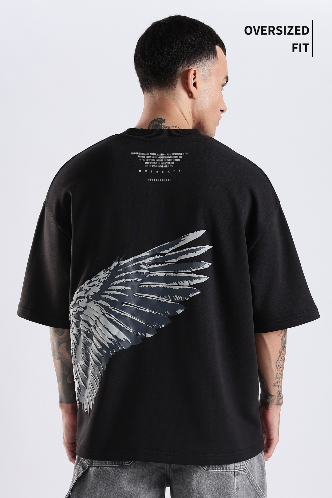 Shield Wings Black Oversized Fit T-Shirt · Oliver Bradley