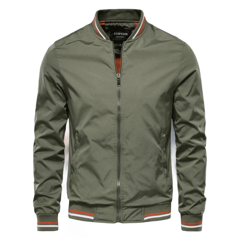 Thaddeus | Men’s Lightweight Slim-Fit Bomber Jacket with Stand Collar and Full Zipper Closure