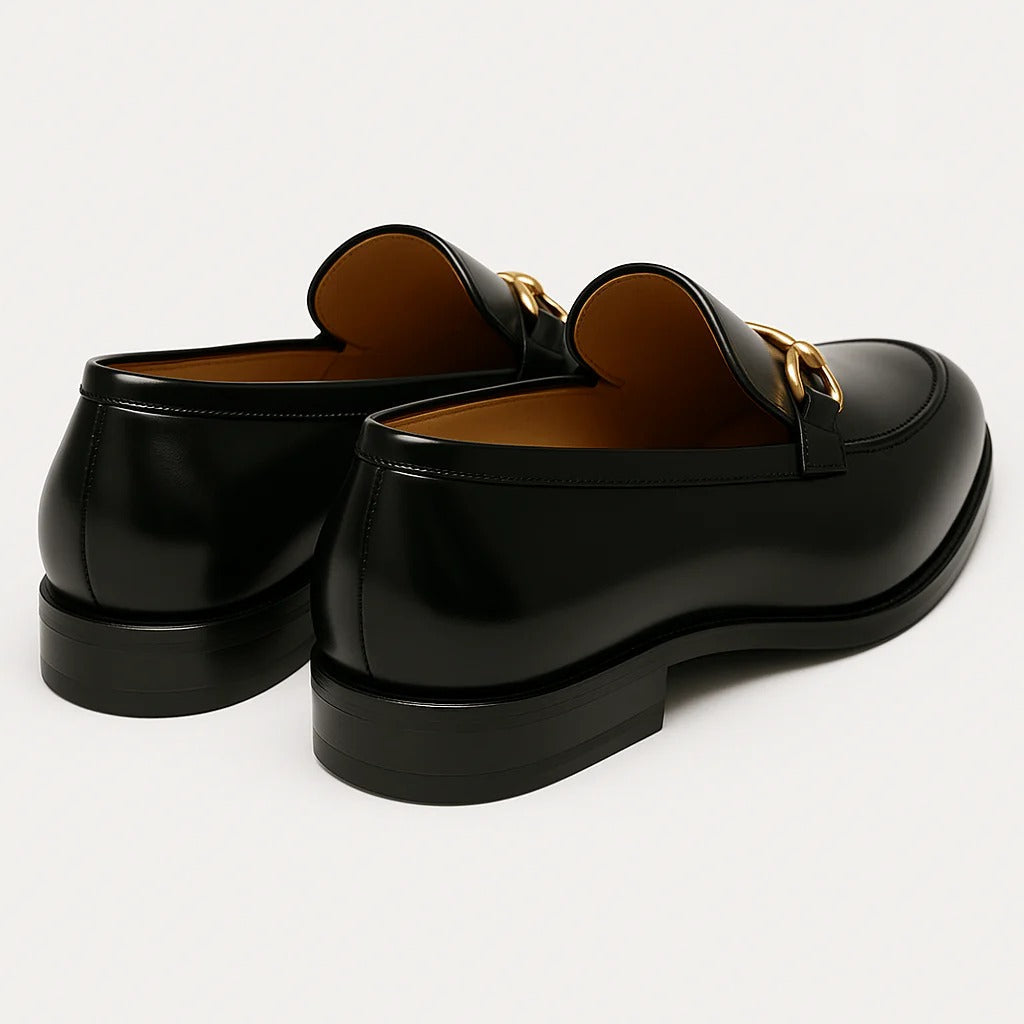 The Caernarfon Men's Black Leather Horsebit Foral Loafers · Oliver Bradley