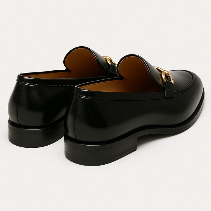 The Caernarfon Men's Black Leather Horsebit Foral Loafers · Oliver Bradley