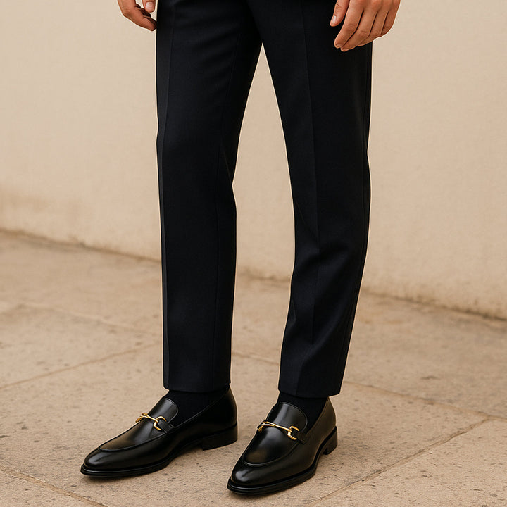 The Caernarfon Men's Black Leather Horsebit Foral Loafers · Oliver Bradley